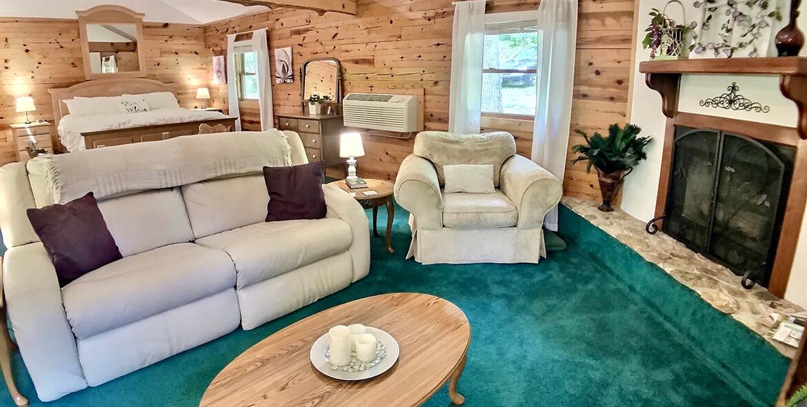Woodland Violets Cabin Living Room